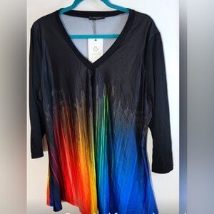 Chic Multicolor V-Neck Tunic NWT 1X